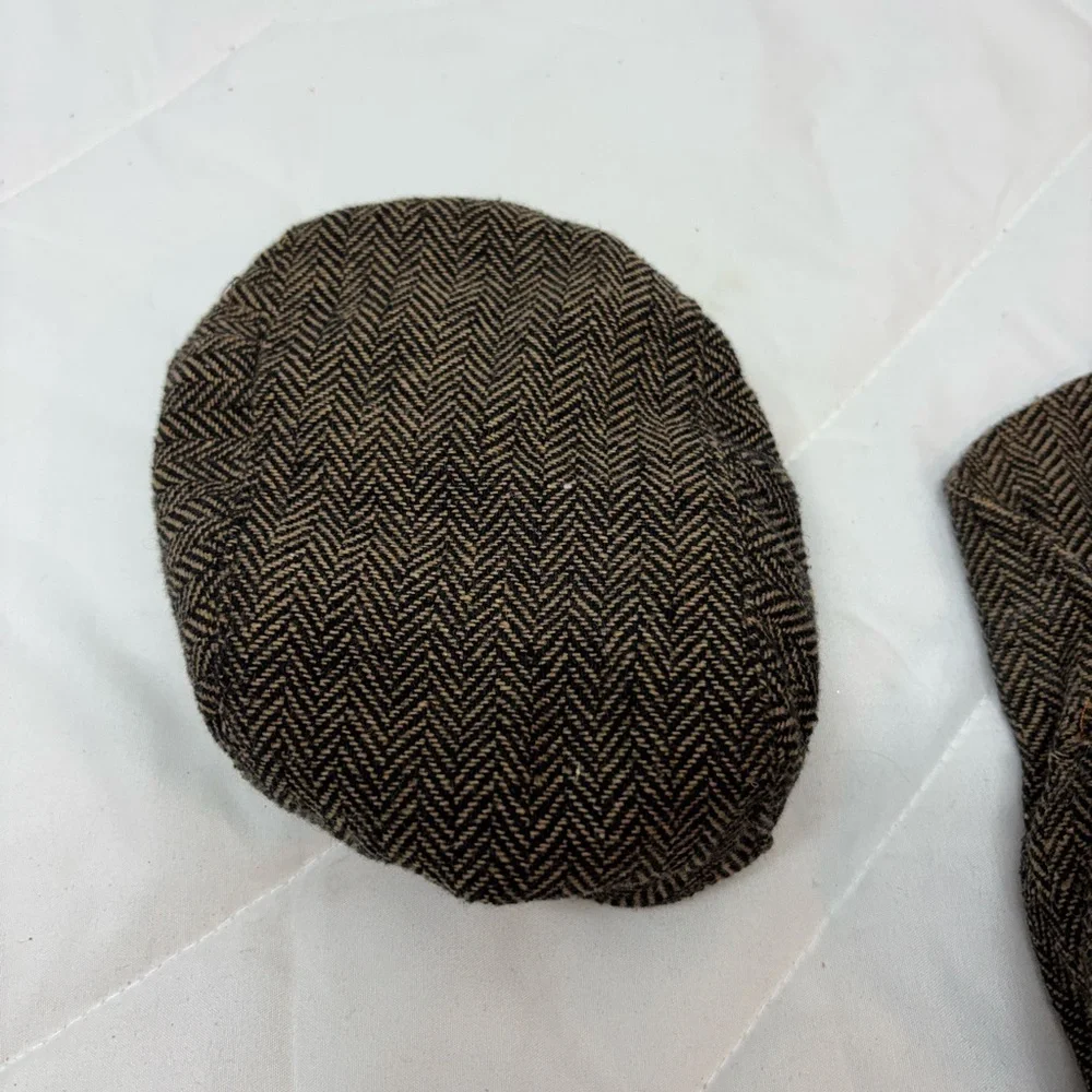 Newborn Baby Photoshoot Brown Herringbone Caps Hats